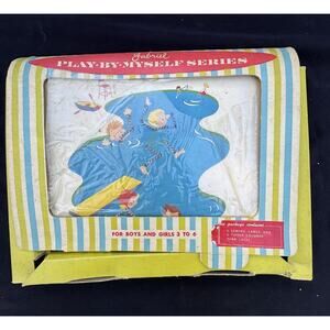 Rare Vtg 1953 Gabriel Sons Toys Play By Myself Series Sewing Cards & Yarn Laces